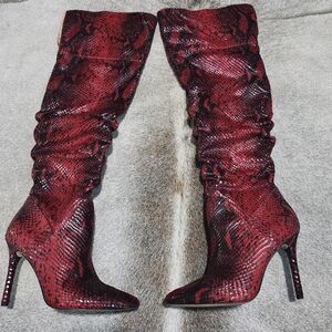 Jessica Simpson Crimson Snake Print Over the Knee Boots